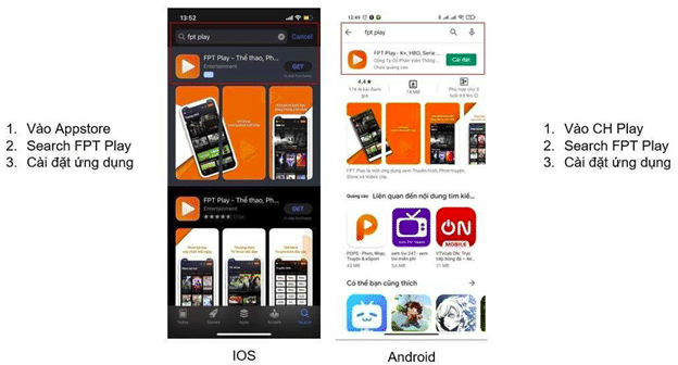 Cách tải phần mềm FPT Play trên các thiết bị di động hoặc máy tính bảng