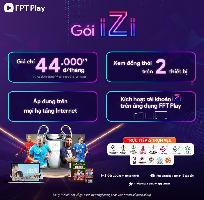 Bảng giá FPT Play trên tivi & điện thoại khuyến mãi của FPT Telecom